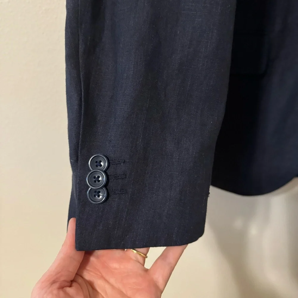Jos. A. Bank Linen Blazer Navy Lined Two Button Closure NWT-Medium